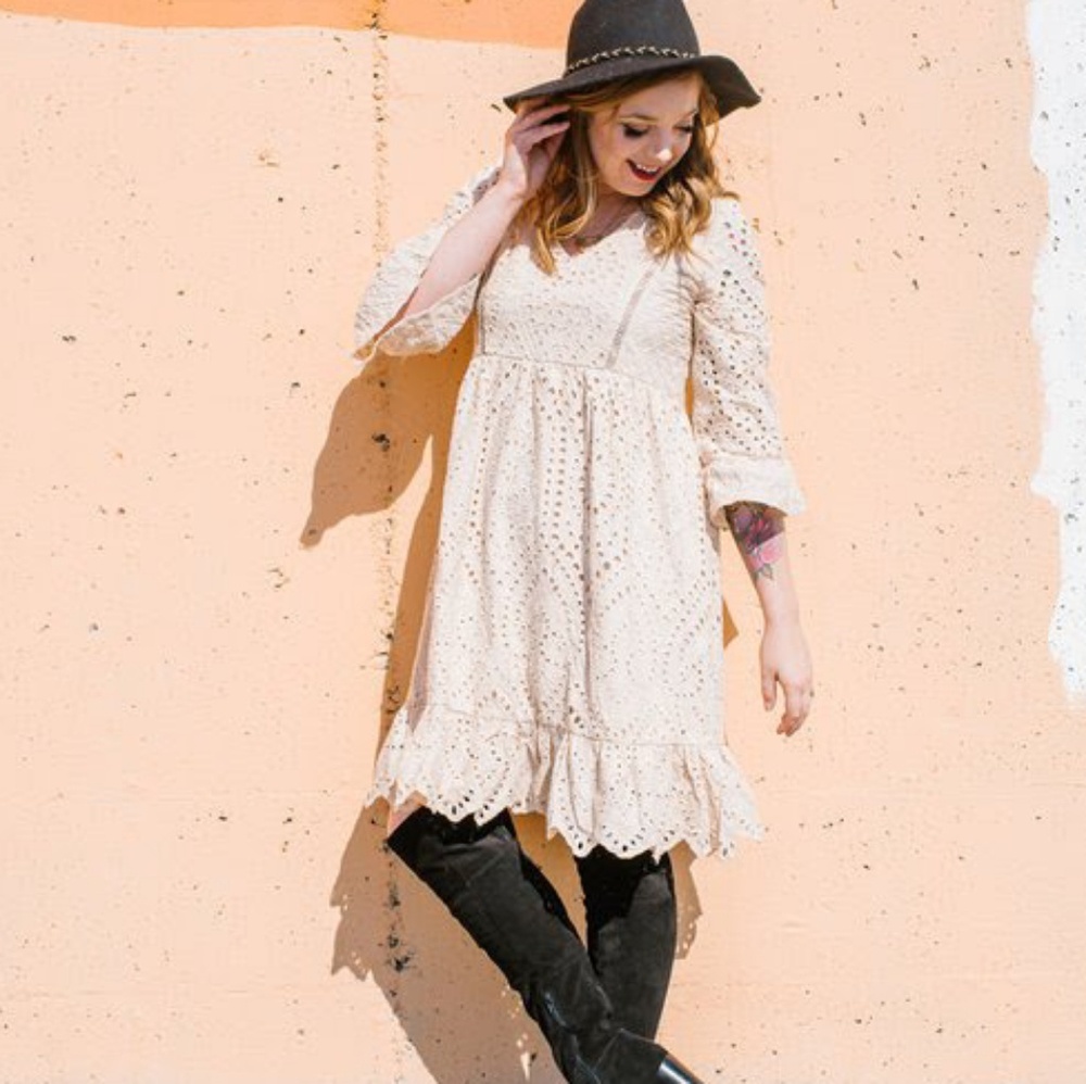 Modcloth White Crochet Eyelet Dress